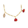 Gold plated Figaro Bracelet with Coral