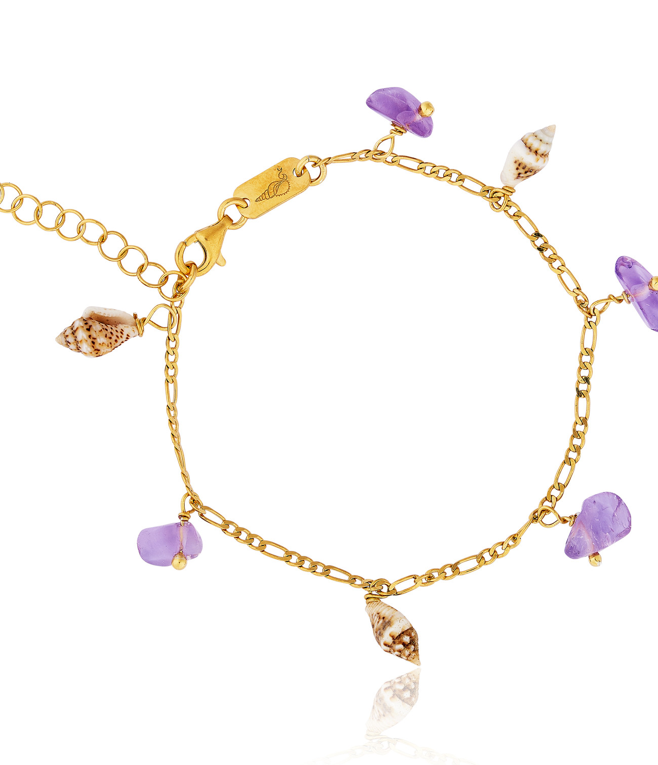 Gold plated Figaro Bracelet with Ametrine