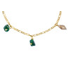 Gold plated Figaro Bracelet with Green Agate