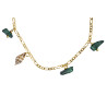 Gold plated Figaro Bracelet with Malachite