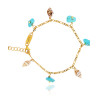 Gold plated Figaro Bracelet with Turquoise