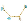 Gold plated Figaro Bracelet with Turquoise