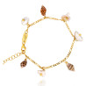 Gold plated Figaro Bracelet with White Keshi Pearls