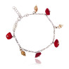 Silver Figaro Bracelet with Coral