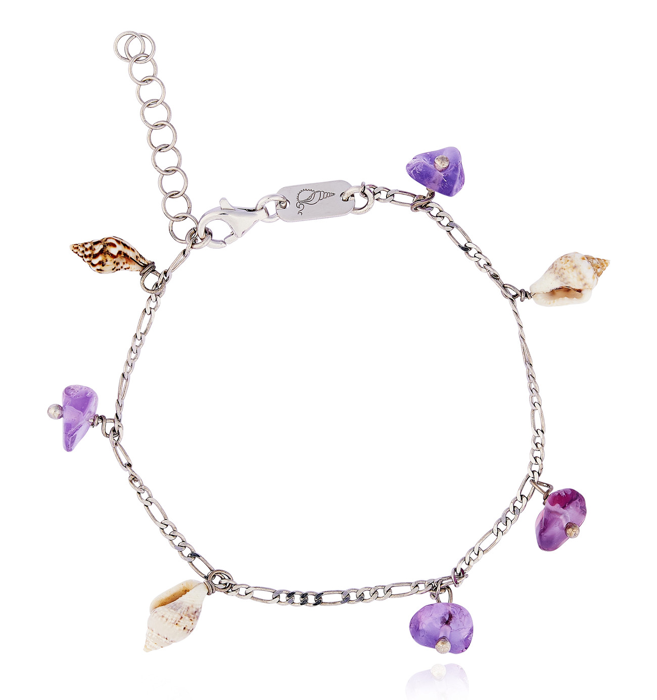 Silver Figaro Bracelet with Ametrine