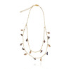 Gold plated Figaro Double Necklace with Black Keshi Pearls