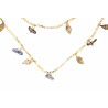 Gold plated Figaro Double Necklace with Black Keshi Pearls