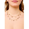 Gold plated Figaro Double Necklace with Black Keshi Pearls