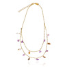 Gold plated Figaro Double Necklace with Ametrine