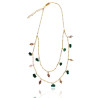 Gold plated Figaro Double Necklace with Green Agate