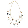 Gold plated Figaro Double Necklace with Malachite