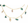 Gold plated Figaro Double Necklace with Malachite