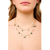 Gold plated Figaro Double Necklace with Malachite