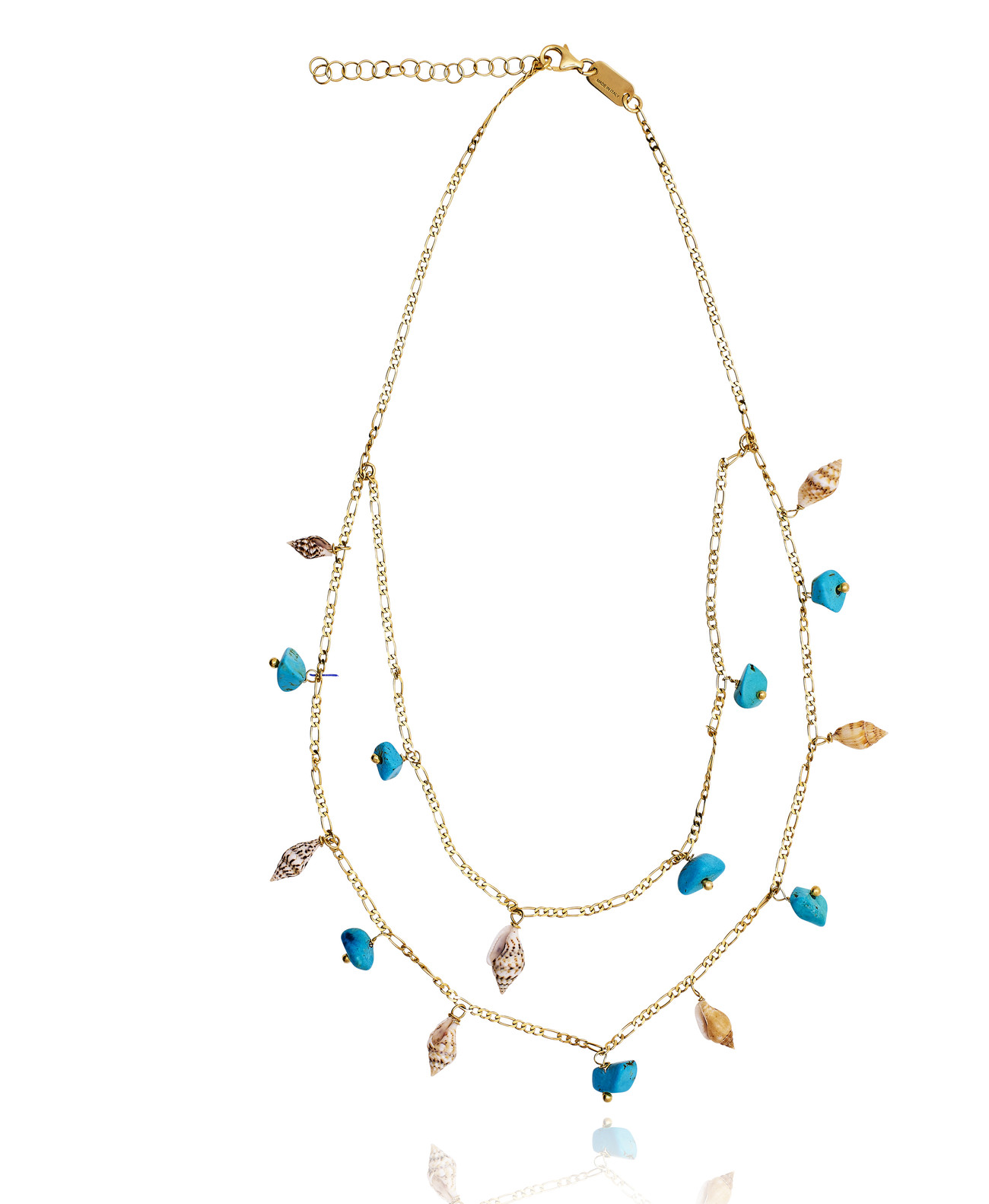 Gold plated Figaro Double Necklace with Turquoise