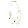 Gold plated Figaro Double Necklace with White Keshi Pearls