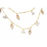 Gold plated Figaro Double Necklace with White Keshi Pearls