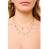 Gold plated Figaro Double Necklace with White Keshi Pearls