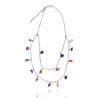 Silver Figaro Double Necklace with Amethyst