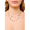 Silver Figaro Double Necklace with Amethyst