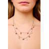 Silver Figaro Double Necklace with Black Keshi Pearls