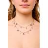 Silver Figaro Double Necklace with Ametrine