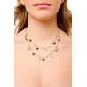 Silver Figaro Double Necklace with Green Agate