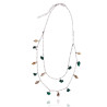 Silver Figaro Double Necklace with Malachite