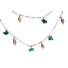 Silver Figaro Double Necklace with Malachite