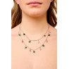 Silver Figaro Double Necklace with Malachite