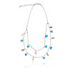 Silver Figaro Double Necklace with Turquoise