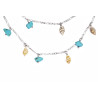 Silver Figaro Double Necklace with Turquoise