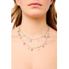 Silver Figaro Double Necklace with Turquoise