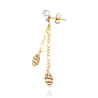 Gold plated Double Drop Earring with White Keshi Pearl