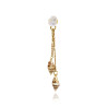 Gold plated Double Drop Earring with White Keshi Pearl