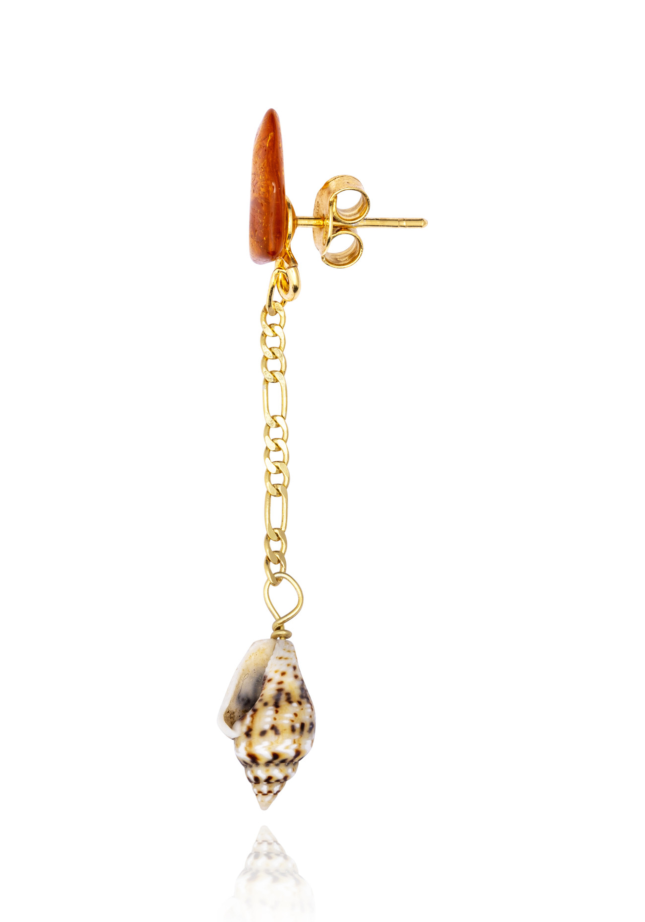 Gold plated Single Drop Earring with Amber