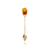 Gold plated Single Drop Earring with Amber