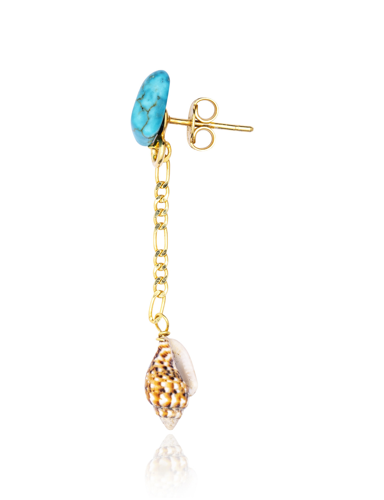 Gold plated Single Drop Earring with Turquoise