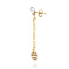 Gold plated Single Drop Earring with White Keshi Pearl