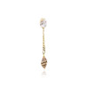 Gold plated Single Drop Earring with White Keshi Pearl