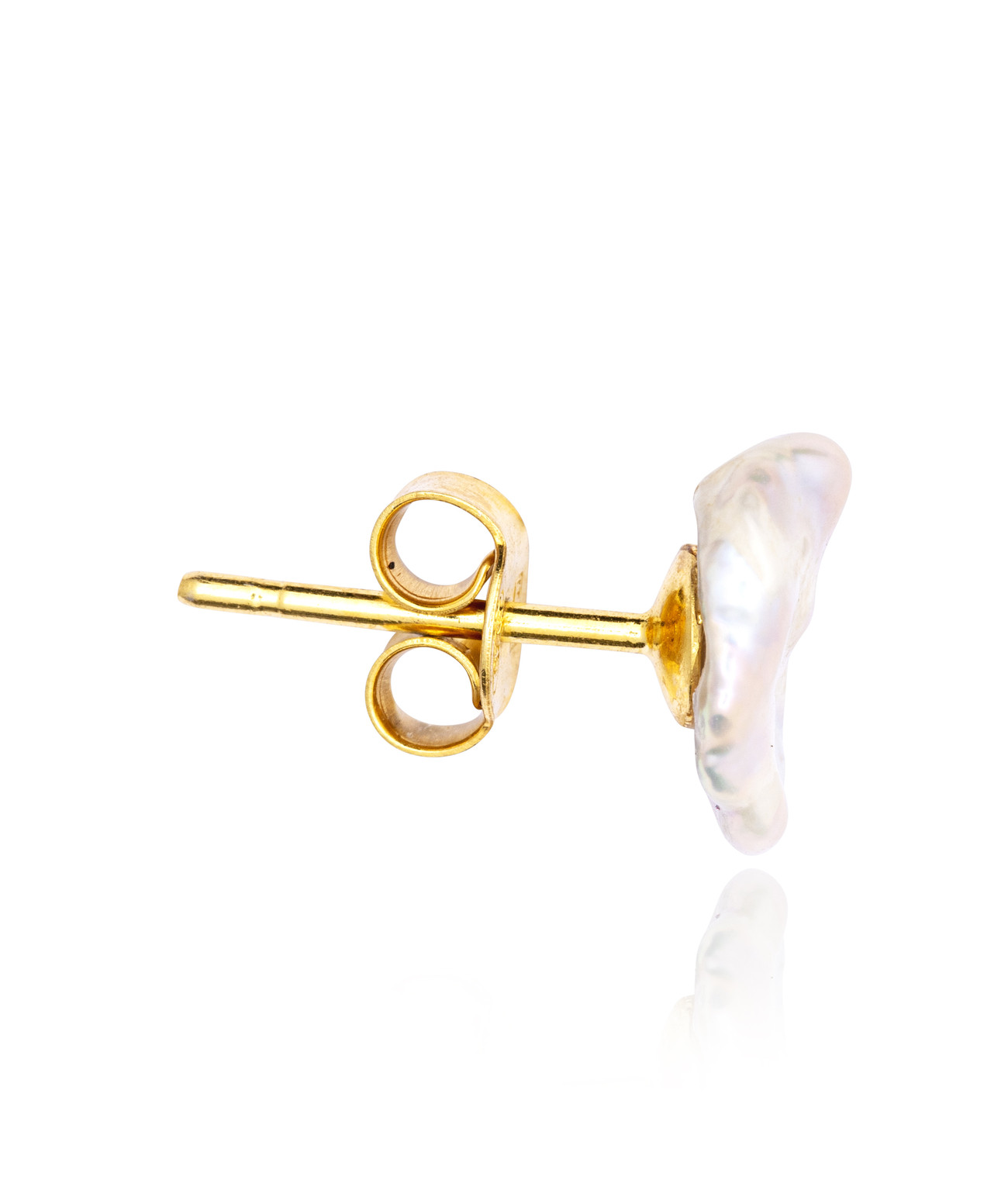 Gold plated White Keshi Pearl Stud Earring