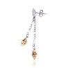 Silver Double Drop Earring with White Keshi Pearl