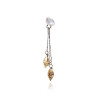 Silver Double Drop Earring with White Keshi Pearl