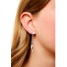 Silver Double Drop Earring with White Keshi Pearl