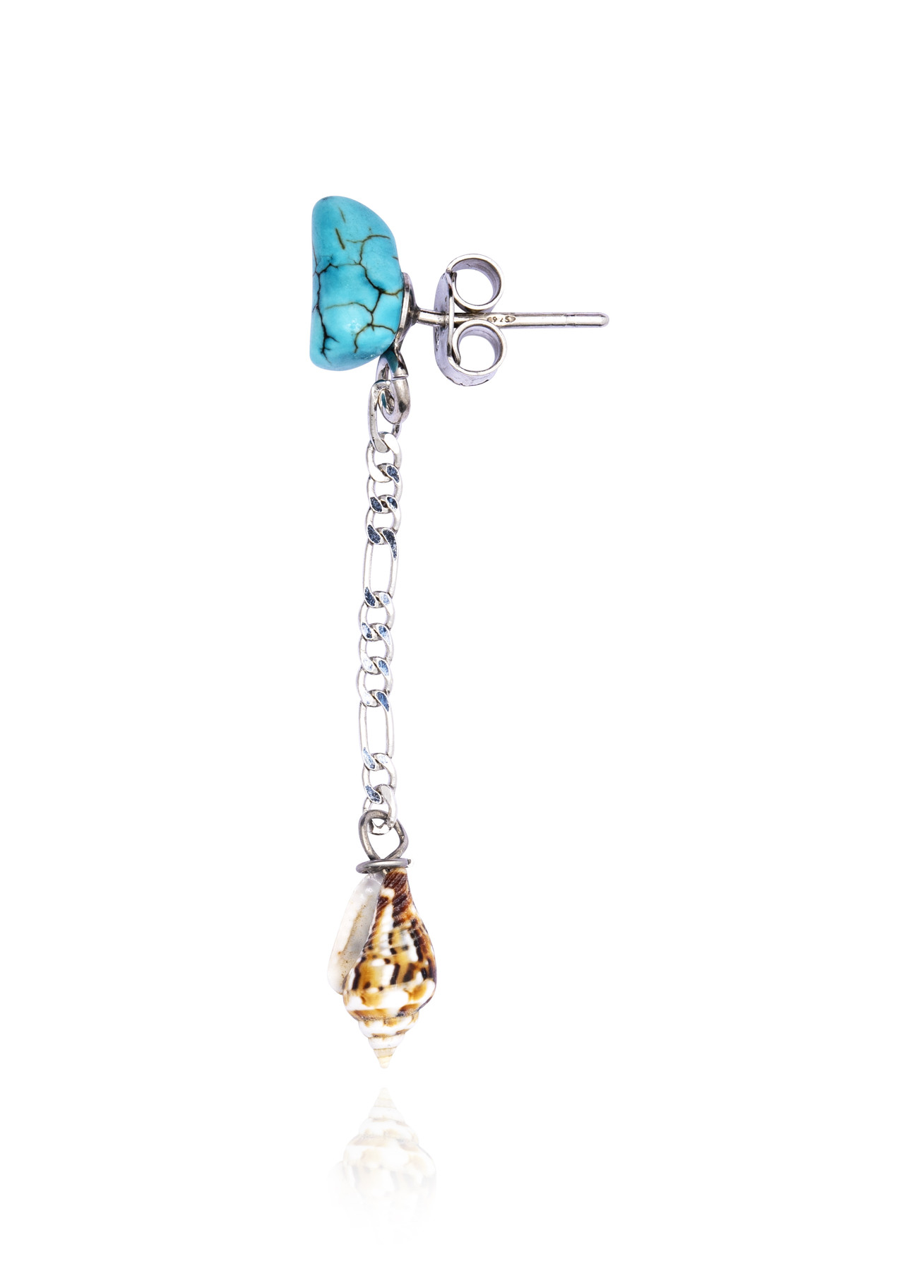 Silver Single Drop Earring with Turquoise