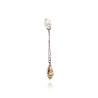 Silver Single Drop Earring with White Keshi Pearl