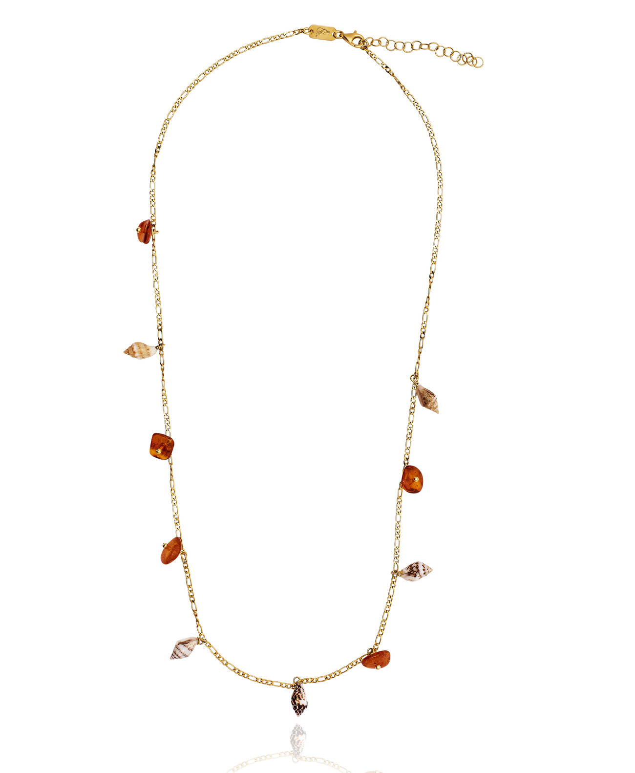 Gold plated Figaro Necklace with Amber