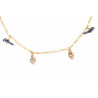 Gold plated Figaro Necklace with Black Keshi Pearls