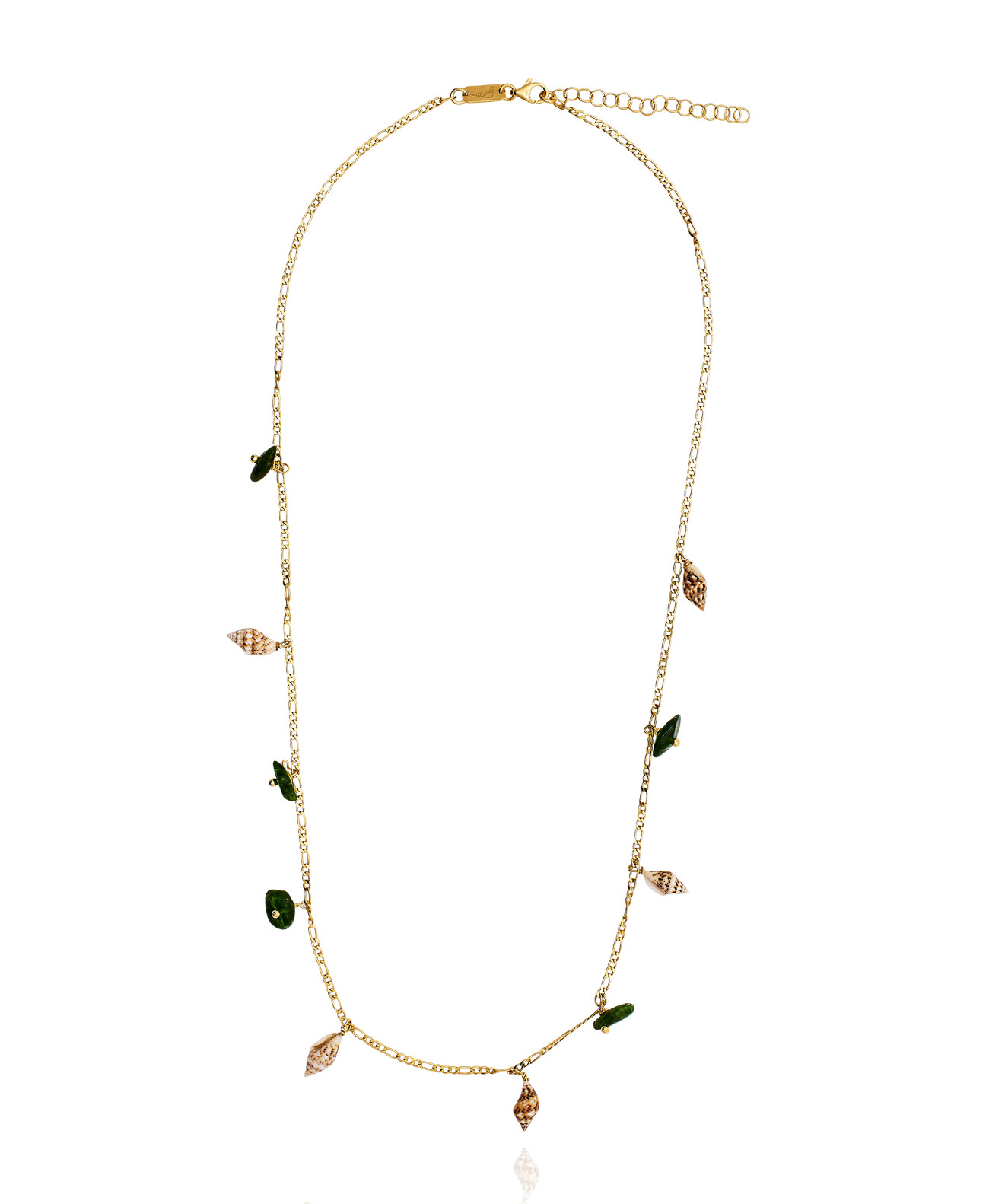 Gold plated Figaro Necklace with Chrome Diopside