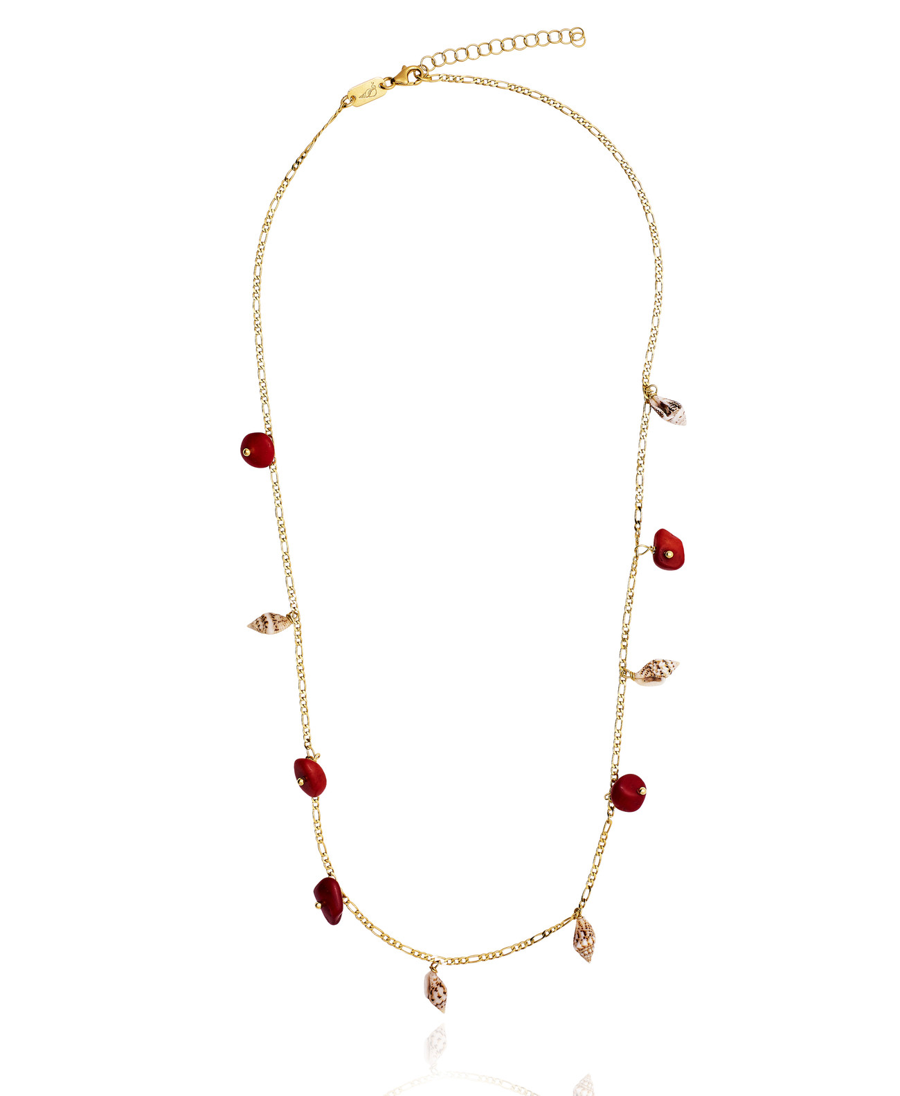 Gold plated Figaro Necklace with Coral