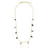 Gold plated Figaro Necklace with Green Agate